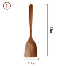 Load image into Gallery viewer, Thailand Teak Natural Wood Tableware Spoon Ladle Turner Long Rice Colander Soup Skimmer Cooking Spoons Scoop Kitchen Tool Set