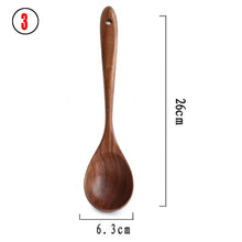 Load image into Gallery viewer, Thailand Teak Natural Wood Tableware Spoon Ladle Turner Long Rice Colander Soup Skimmer Cooking Spoons Scoop Kitchen Tool Set