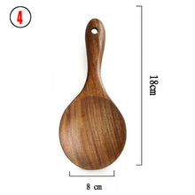 Load image into Gallery viewer, Thailand Teak Natural Wood Tableware Spoon Ladle Turner Long Rice Colander Soup Skimmer Cooking Spoons Scoop Kitchen Tool Set