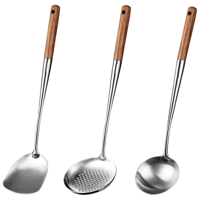 Wok Spatula & Ladle & Spoon Set