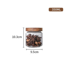 Load image into Gallery viewer, Wood Lid Glass Airtight Canister Kitchen Storage Bottles Jar Sealed Food Container Tea Coffee Beans Grains Candy Jars Containers
