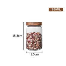 Load image into Gallery viewer, Wood Lid Glass Airtight Canister Kitchen Storage Bottles Jar Sealed Food Container Tea Coffee Beans Grains Candy Jars Containers
