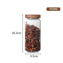 Load image into Gallery viewer, Wood Lid Glass Airtight Canister Kitchen Storage Bottles Jar Sealed Food Container Tea Coffee Beans Grains Candy Jars Containers
