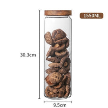 Load image into Gallery viewer, Wood Lid Glass Airtight Canister Kitchen Storage Bottles Jar Sealed Food Container Tea Coffee Beans Grains Candy Jars Containers
